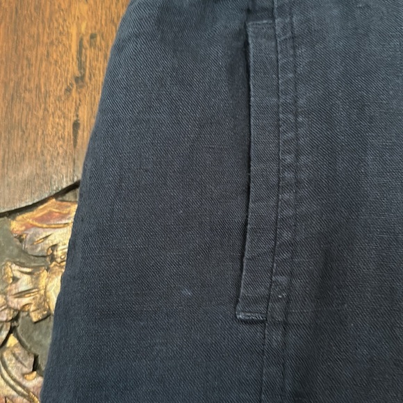 Women JM Collection Blue Linen Trouser with Gold button - Picture 3 of 7